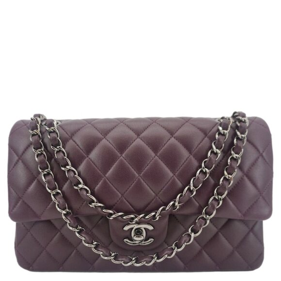 Chanel  Classic Flap Medium Quilted Leather Shoulder Bag Purple - Picture 1 of 16